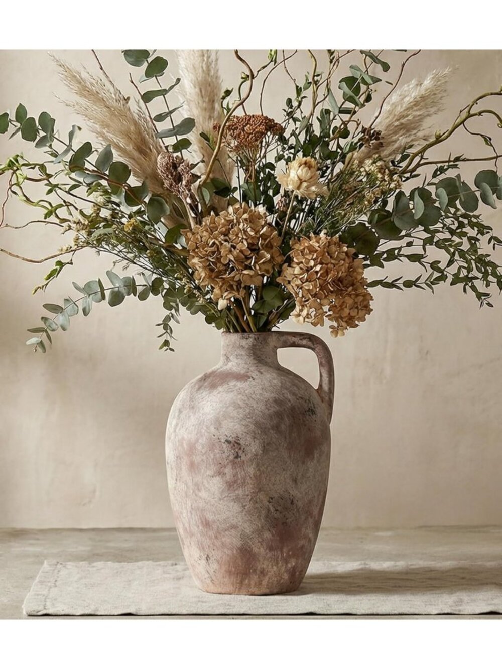 10" Tall Ceramic Flower Vase with Handles - Rustic Terracotta Home Decor for